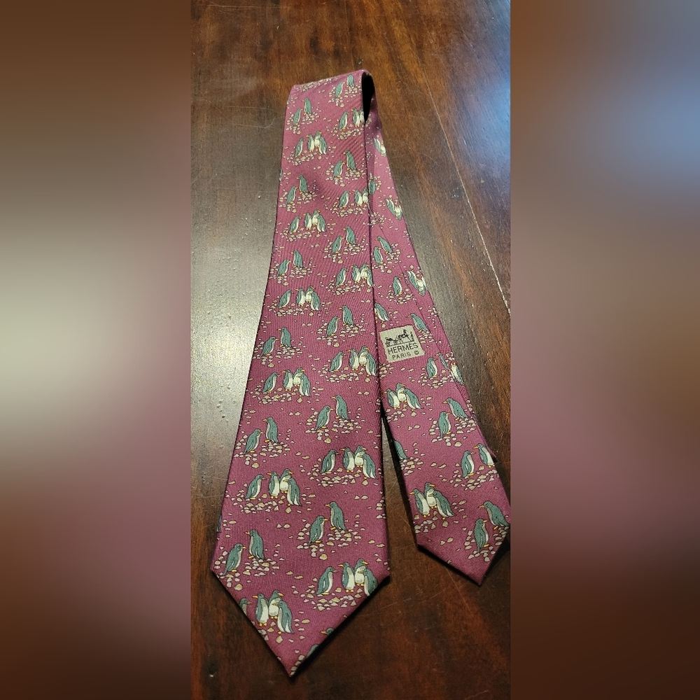 HERMES TIE PENGUINS